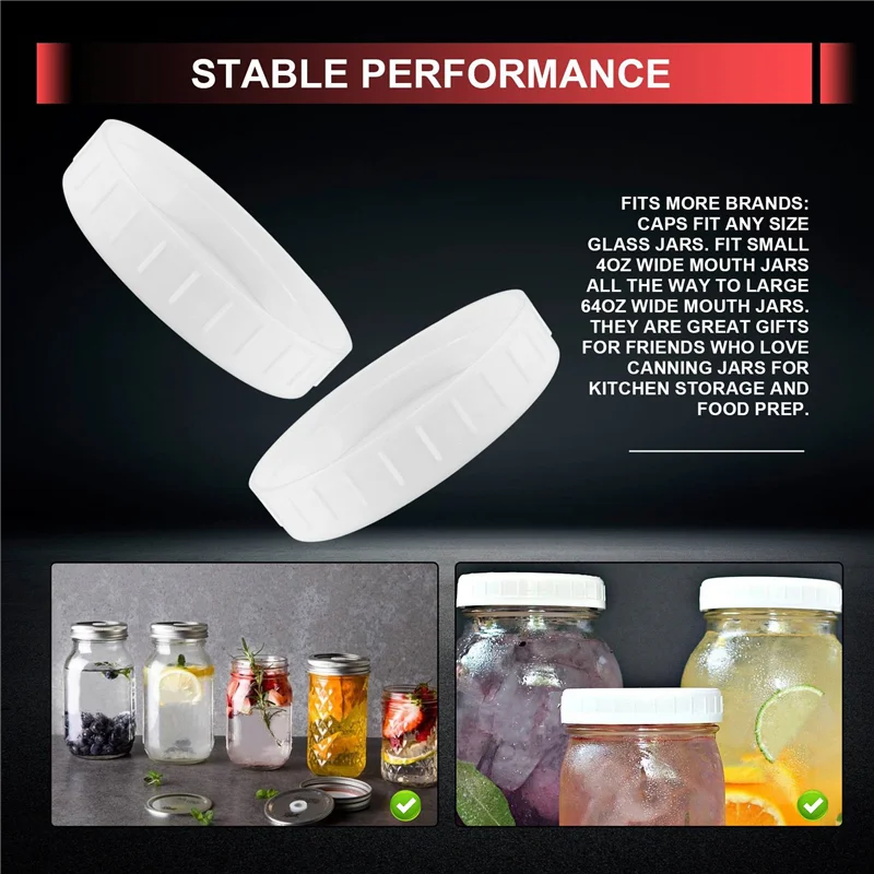 AT51-16 Pack Wide Mouth Jar Lids,Plastic Storage Caps For Canning Jars,Leak-Proof And Anti-Scratch Resistant Surface
AT51-16 Pack Wide Mouth Jar Lids,Plastic Storage Caps For Canning Jars,Leak-Proof And Anti-Scratch Resistant Surface