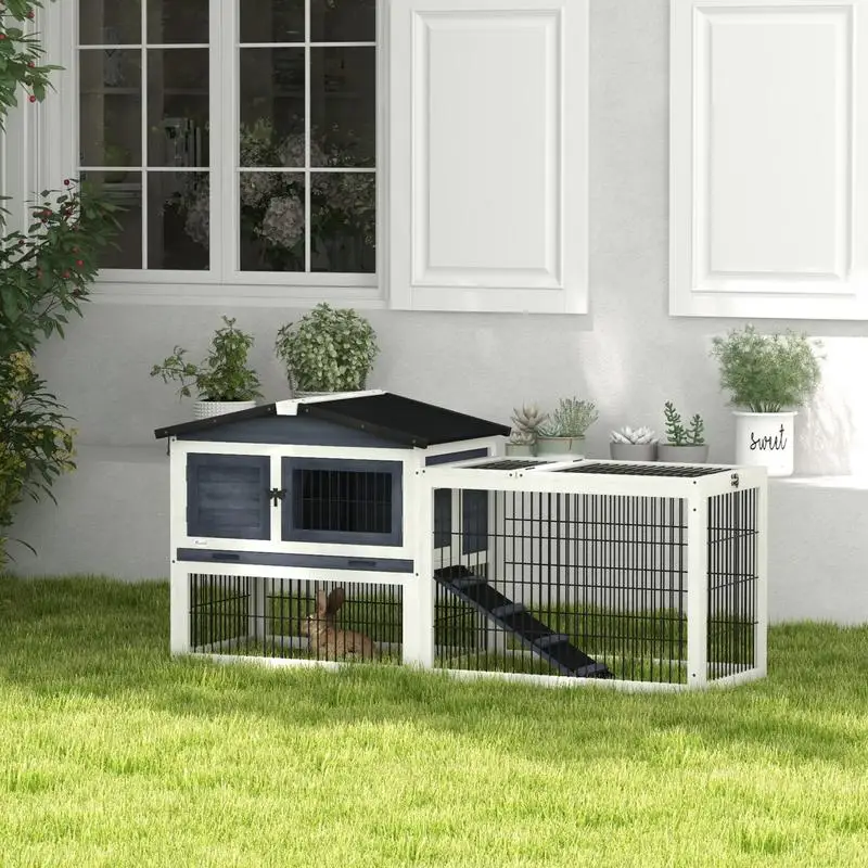 2 Level 59" Outdoor Rabbit Hutch with Openable Top, Dark Gray
2 Level 59" Outdoor Rabbit Hutch with Openable Top, Dark Gray