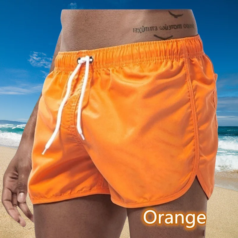Men's swim pants with mesh side pockets, solid color beach shorts, quick drying, lightweight drawstring shorts, summer swimsuit 
Men's swim pants with mesh side pockets, solid color beach shorts, quick drying, lightweight drawstring shorts, summer swimsuit