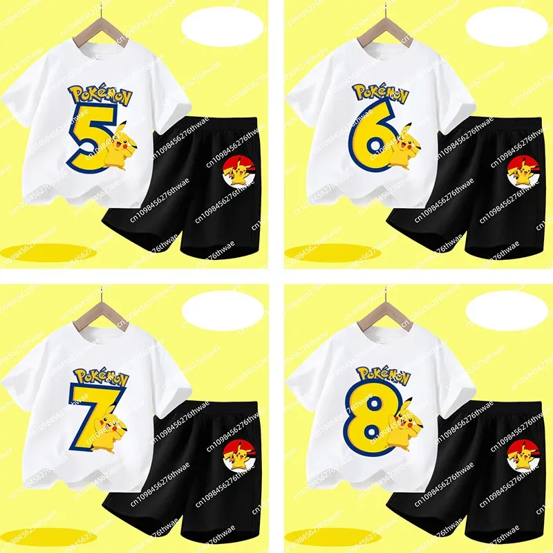 Children's T-shirt Pikachu Cartoon Print Boys' Sport Shirt Casual Short Sleeve Shorts 2 Pieces Children's Clothing for Ages 1-12
Children's T-shirt Pikachu Cartoon Print Boys' Sport Shirt Casual Short Sleeve Shorts 2 Pieces Children's Clothing for Ages 1-12
