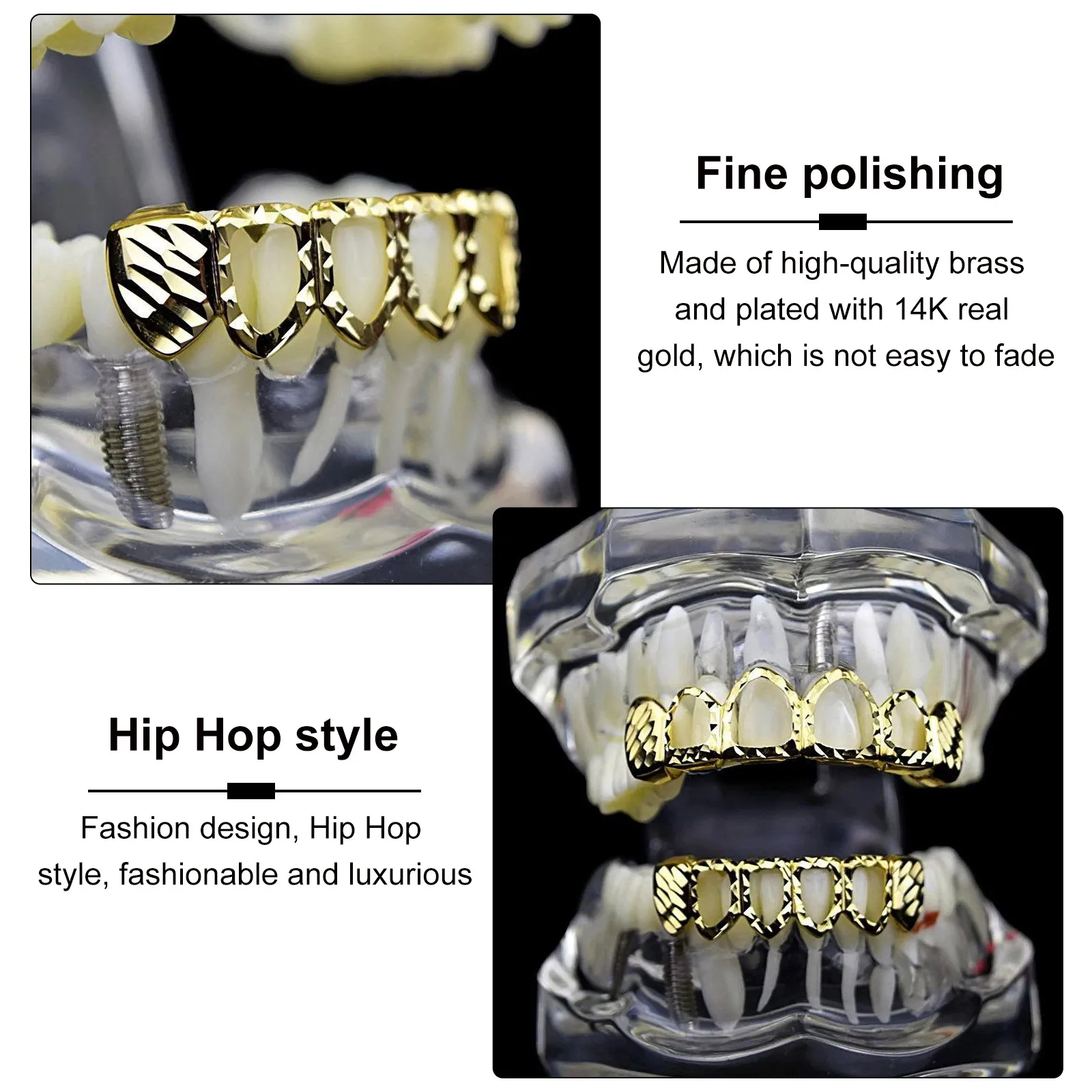 Golden Teeth Set High Quality Brass Rapper Bottom Brace Jewelry Rapper Teeth Brace Hip Hop Fashion Concert Party Gift
Golden Teeth Set High Quality Brass Rapper Bottom Brace Jewelry Rapper Teeth Brace Hip Hop Fashion Concert Party Gift