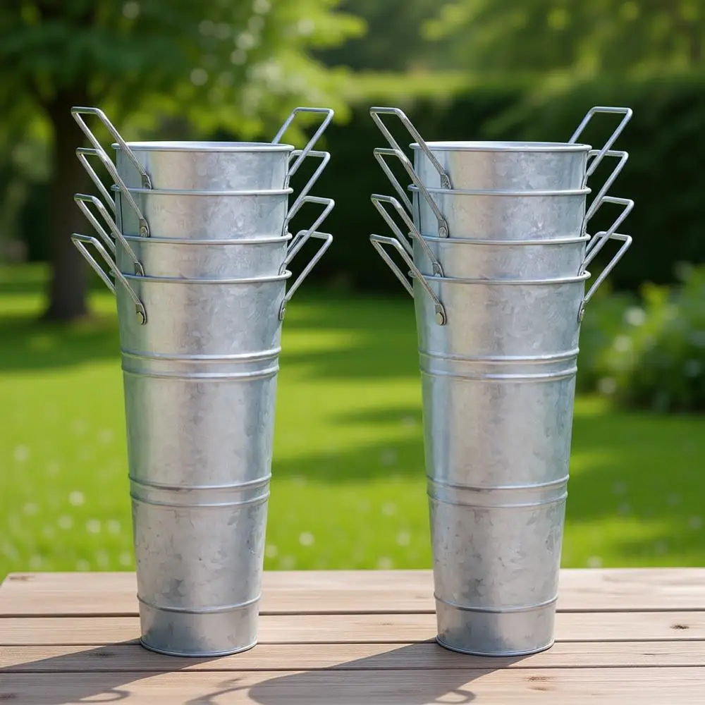 Galvanized Metal Vases, Rustic Lower Bucket Vases for Home Decor, Wedding Centerpieces (Set of 8, Silver)
Galvanized Metal Vases, Rustic Lower Bucket Vases for Home Decor, Wedding Centerpieces (Set of 8, Silver)