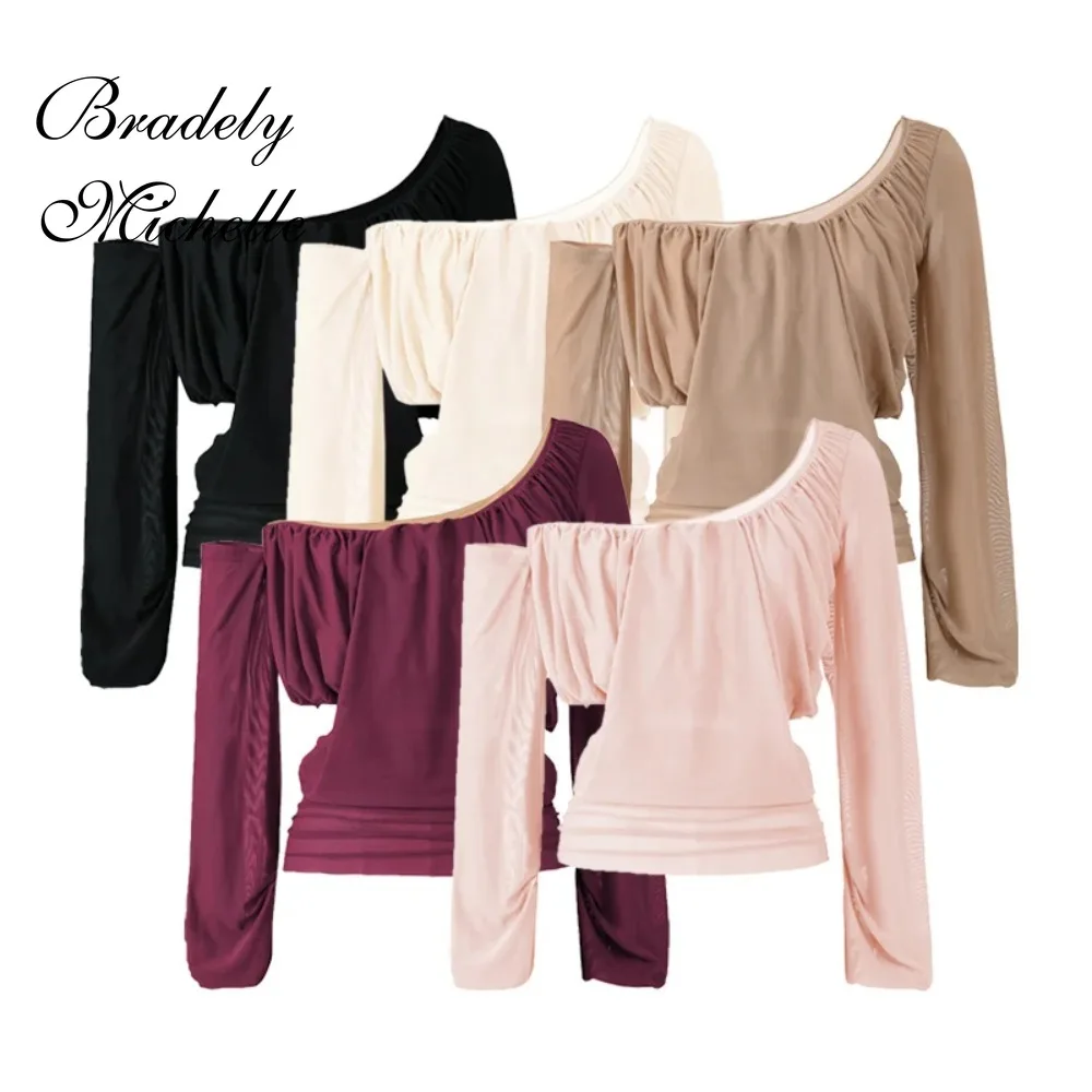 Solid Color Asymmetrical Mesh Slanted Shoulder Long Sleeved Top Stretch New Women Tops Sexy Pullover Bottoming Blouses T-shirt
Solid Color Asymmetrical Mesh Slanted Shoulder Long Sleeved Top Stretch New Women Tops Sexy Pullover Bottoming Blouses T-shirt