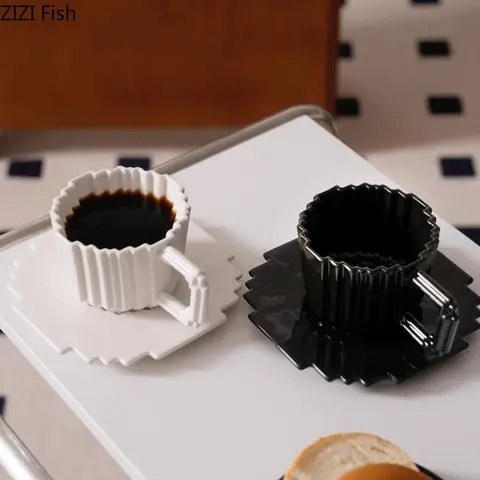 Tazza da caffè in ceramica bianca nera da 225 ml Tazze da caffè in ceramica pixelata Tazza da tè pomeridiana per ufficio in stile estremamente semplice