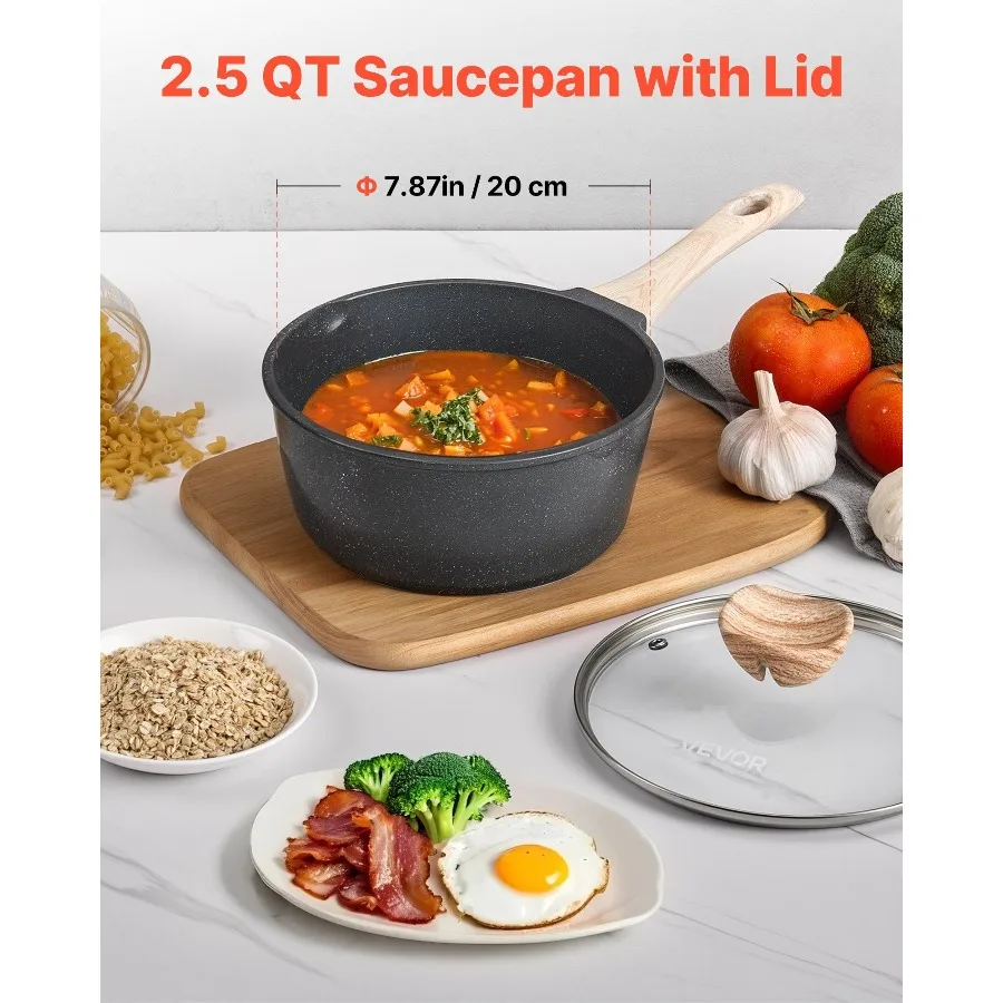 2.5 QT Saucepan, Nonstick Saucepan with Tempered Glass Lid, Multipurpose Cooking Sauce Pot with Detachable Handle, Sauce Pan
2.5 QT Saucepan, Nonstick Saucepan with Tempered Glass Lid, Multipurpose Cooking Sauce Pot with Detachable Handle, Sauce Pan
