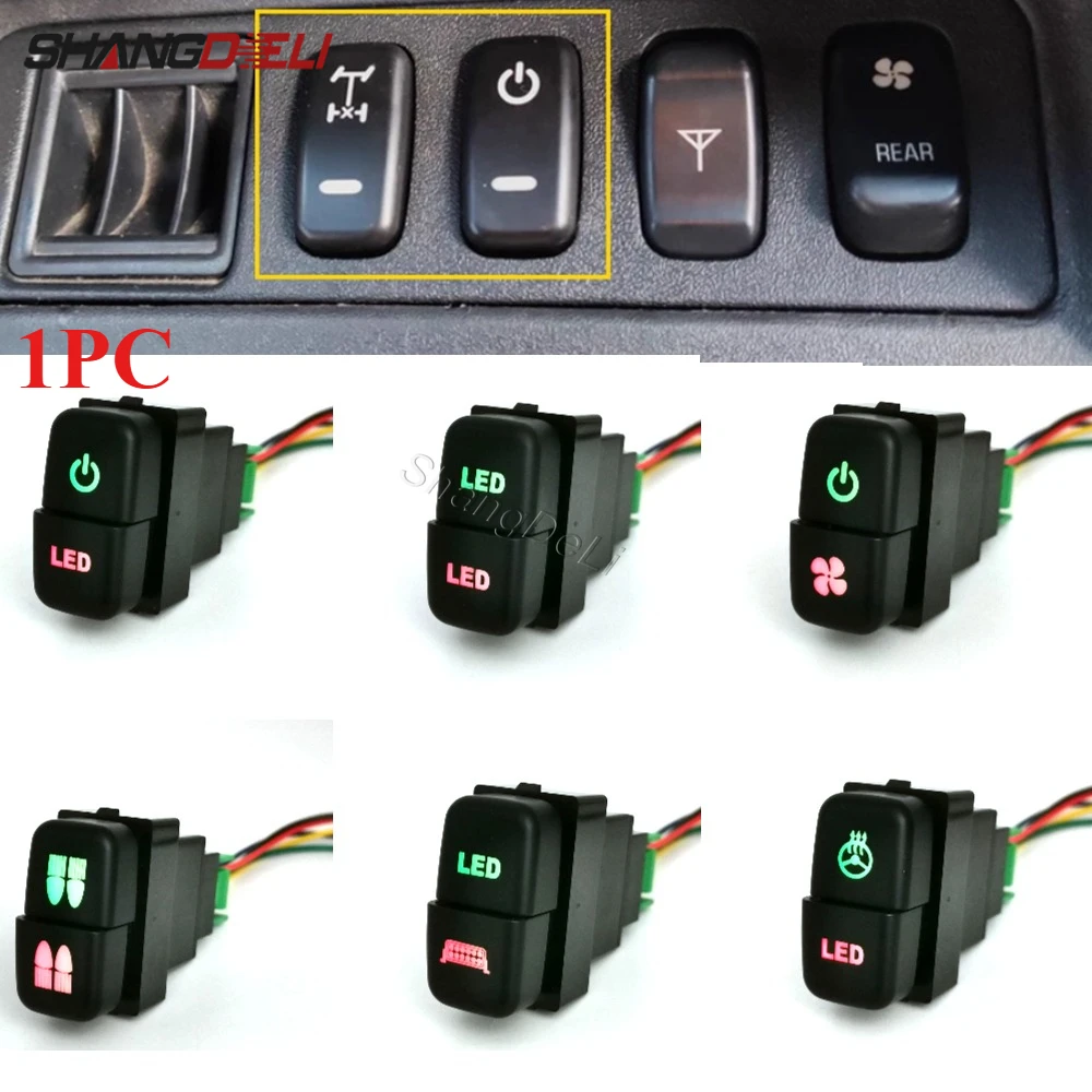1 шт., двойной переключатель, светодиодный вентилятор, кнопка включения переднего и заднего освещения с проводом для Mitsubishi Pajero V73 V93 Lancer Outlander ASX L200 
1 шт., двойной переключатель, светодиодный вентилятор, кнопка включения переднего и заднего освещения с проводом для Mitsubishi Pajero V73 V93 Lancer Outlander ASX L200