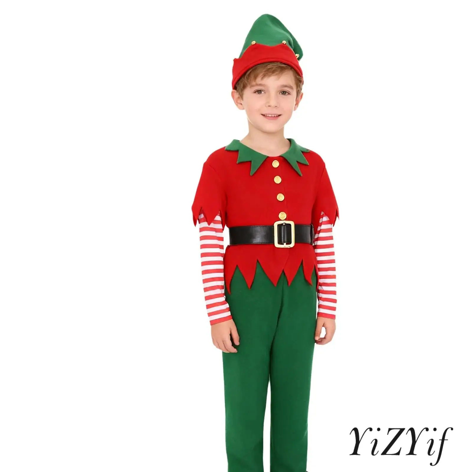 Kids Boy Christmas Santa Helper Costume Set Long Sleeve Jagged Trim Top+Elastic Waistband Pants+ Bell Hat+Waistbelt+Shoes Covers
Kids Boy Christmas Santa Helper Costume Set Long Sleeve Jagged Trim Top+Elastic Waistband Pants+ Bell Hat+Waistbelt+Shoes Covers