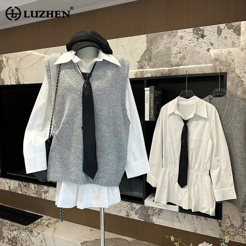 LUZHEN Fashion Solid Color V Neck Sleeveless Knitted Tank Tops And Long Sleeve Dresses Shirts Women Casual Two-piece Sets AA1365
LUZHEN Fashion Solid Color V Neck Sleeveless Knitted Tank Tops And Long Sleeve Dresses Shirts Women Casual Two-piece Sets AA1365