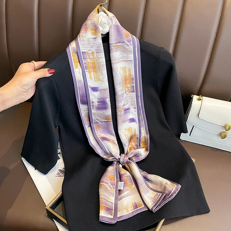 2025 Spring Summer Women Real 100% Silk Scarves Fashion Printing Small Long Neckerchiefs Female Hair Bands Dress Blet 15CMX145CM
2025 Spring Summer Women Real 100% Silk Scarves Fashion Printing Small Long Neckerchiefs Female Hair Bands Dress Blet 15CMX145CM