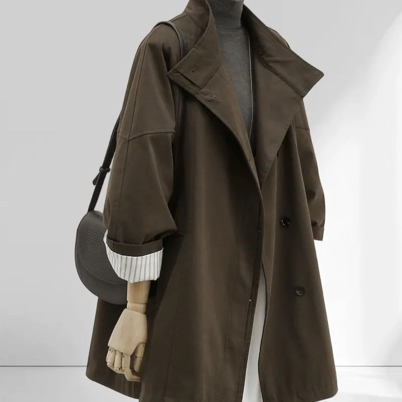 Spring Autumn Women Coffee Coat Collar Loose Casual Long Coat
Spring Autumn Women Coffee Coat Collar Loose Casual Long Coat