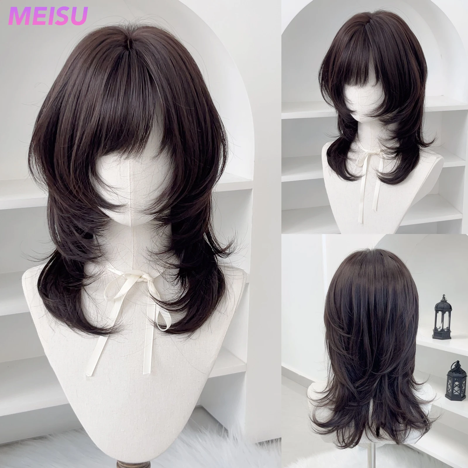 MEISU 18-дюймовый парик с прямой челкой, черный чай, синтетическое волокно, многослойные волосы, термостойкие, натуральные, гладкие, для наращивания волос, вечеринка для селфи
MEISU 18-дюймовый парик с прямой челкой, черный чай, синтетическое волокно, многослойные волосы, термостойкие, натуральные, гладкие, для наращивания волос, вечеринка для селфи
