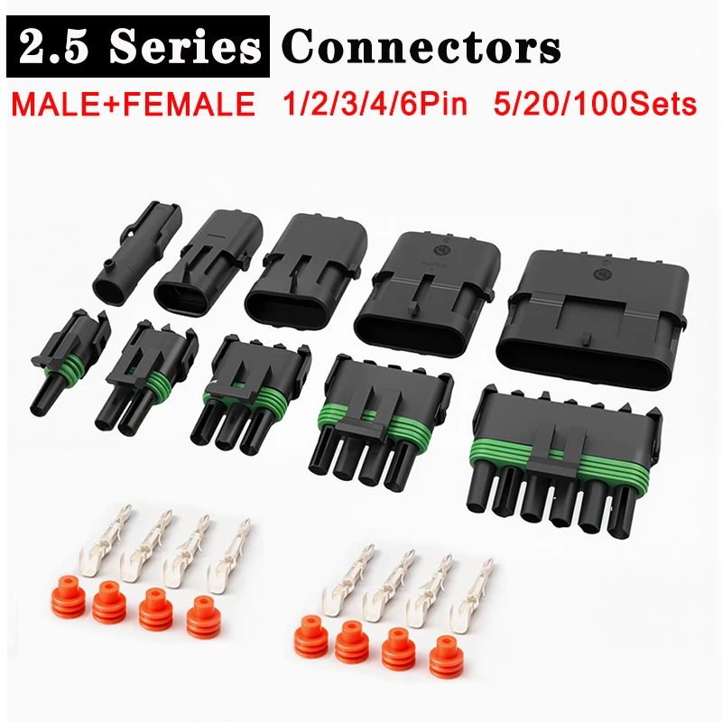 5/20Sets 2.5mm 1/2/3/4/6Pin Waterproof Electrical Connector Male Female Plug Delphi Injector Socket 12010975 For GM Motorcycle
5/20Sets 2.5mm 1/2/3/4/6Pin Waterproof Electrical Connector Male Female Plug Delphi Injector Socket 12010975 For GM Motorcycle
