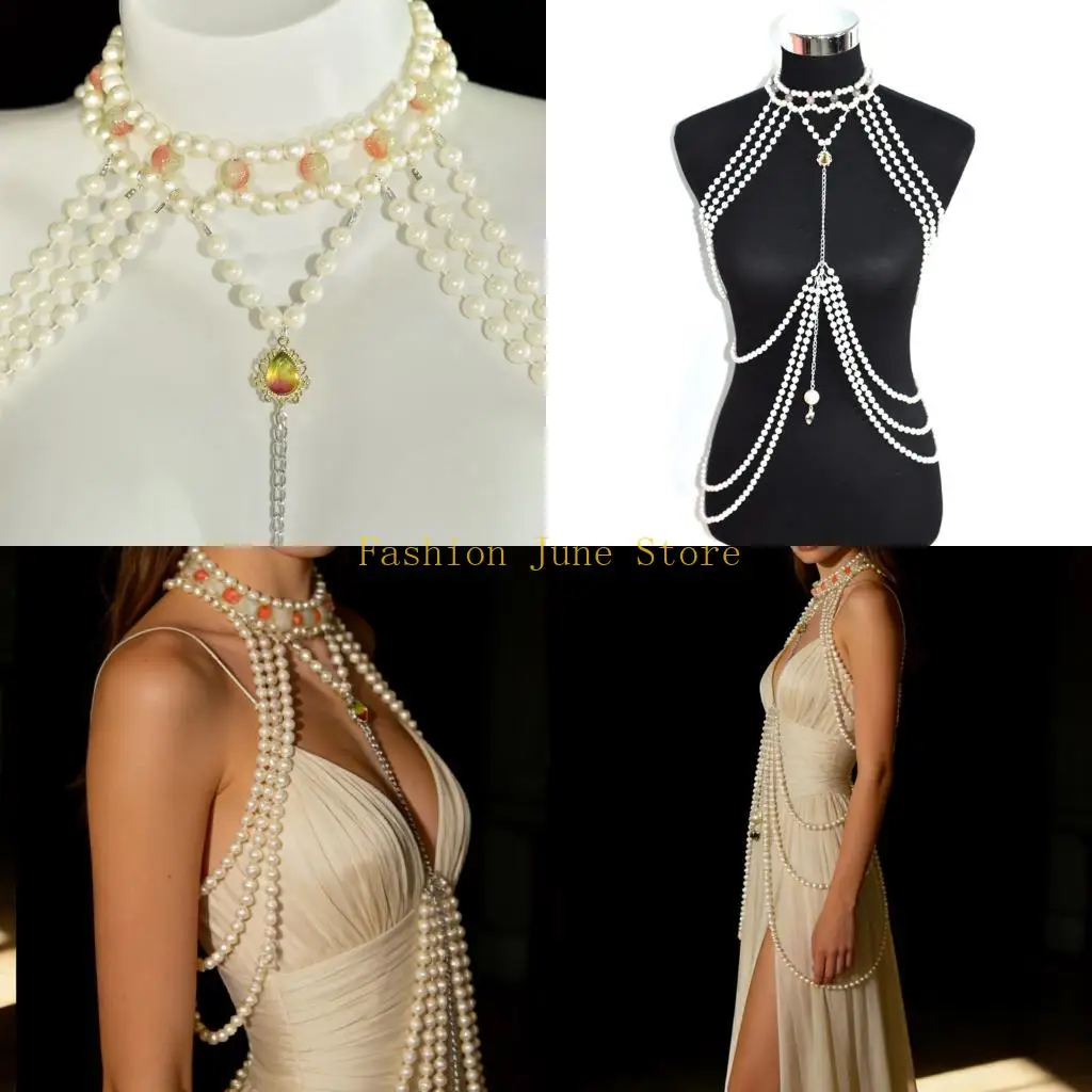 N5KA Fashionable Three Layer Pearls Waist Chain Accessory For Evening Dresses
N5KA Fashionable Three Layer Pearls Waist Chain Accessory For Evening Dresses