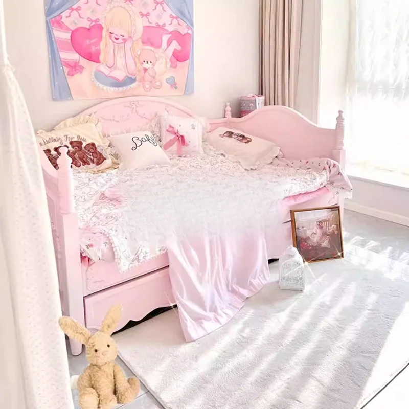 Princess bed American solid wood carving flower bow children Teng Art bed girl dream pink girl bedroom sofa bed
Princess bed American solid wood carving flower bow children Teng Art bed girl dream pink girl bedroom sofa bed