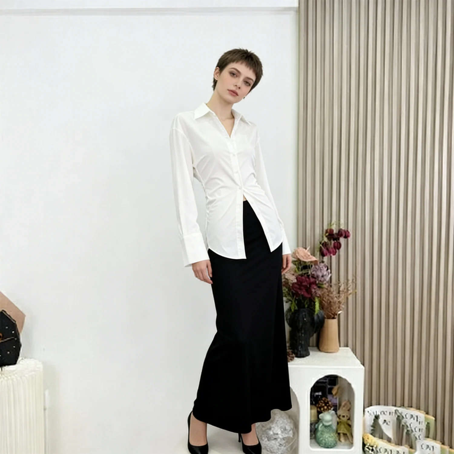 LIMO 2026 Women's White Lace-Up Back Blouse,Elegant Tie Waist Turn-down Collar Top, Chic Commuter Party Blouse
LIMO 2026 Women's White Lace-Up Back Blouse,Elegant Tie Waist Turn-down Collar Top, Chic Commuter Party Blouse