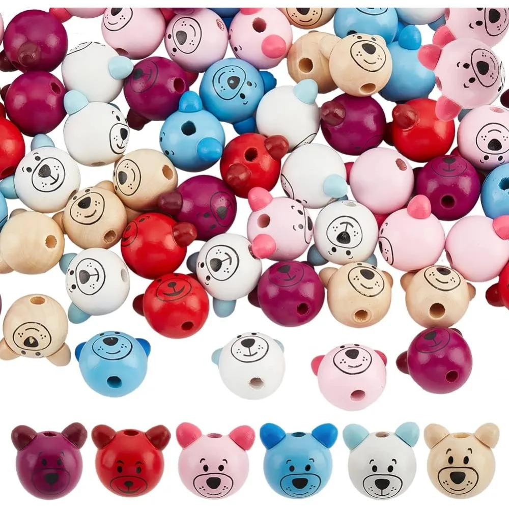 72Pcs 6 Colors Bear Head Wood Beads 27mm Cute Animal Wood Beads Print Pattern Wooden Spacer Loose Beads for DIY
72Pcs 6 Colors Bear Head Wood Beads 27mm Cute Animal Wood Beads Print Pattern Wooden Spacer Loose Beads for DIY
