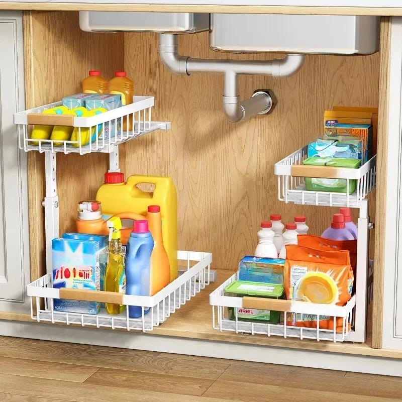 Adjustable L-shaped metal slide cabinet under sink wall-mounted storage racks in kitchens and bathrooms for confined spaces
Adjustable L-shaped metal slide cabinet under sink wall-mounted storage racks in kitchens and bathrooms for confined spaces
