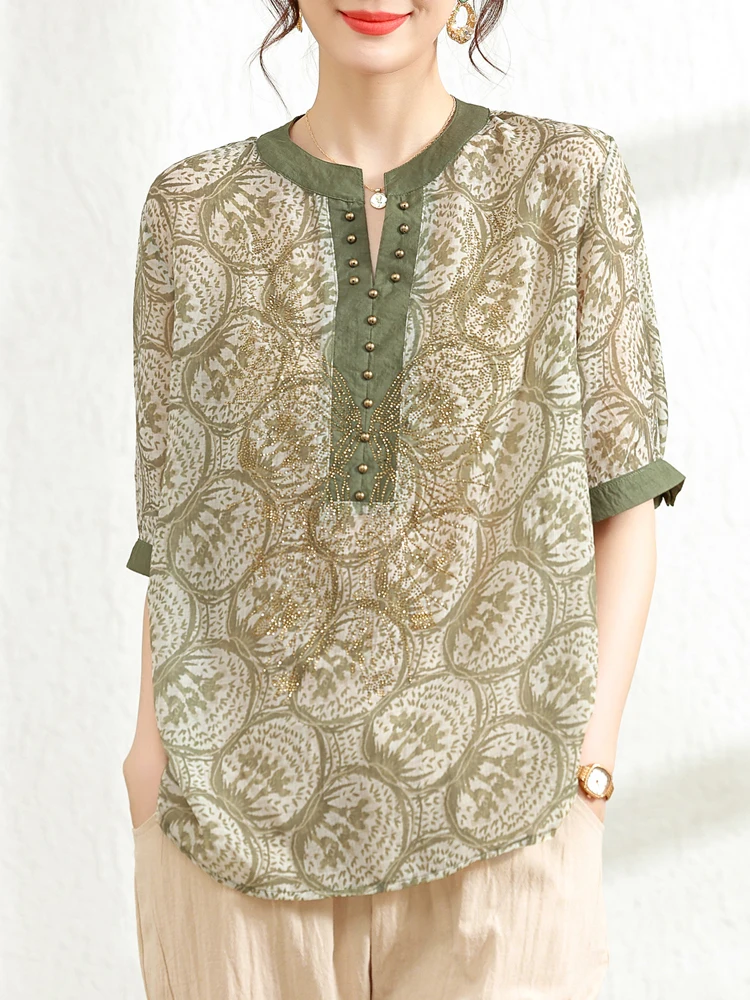 Short Sleeve Shirt 2025 New Summer Chinese Style Woman Clothing Print Blusas Para Mujer Top Casual Loose Blouses For Women
Short Sleeve Shirt 2025 New Summer Chinese Style Woman Clothing Print Blusas Para Mujer Top Casual Loose Blouses For Women