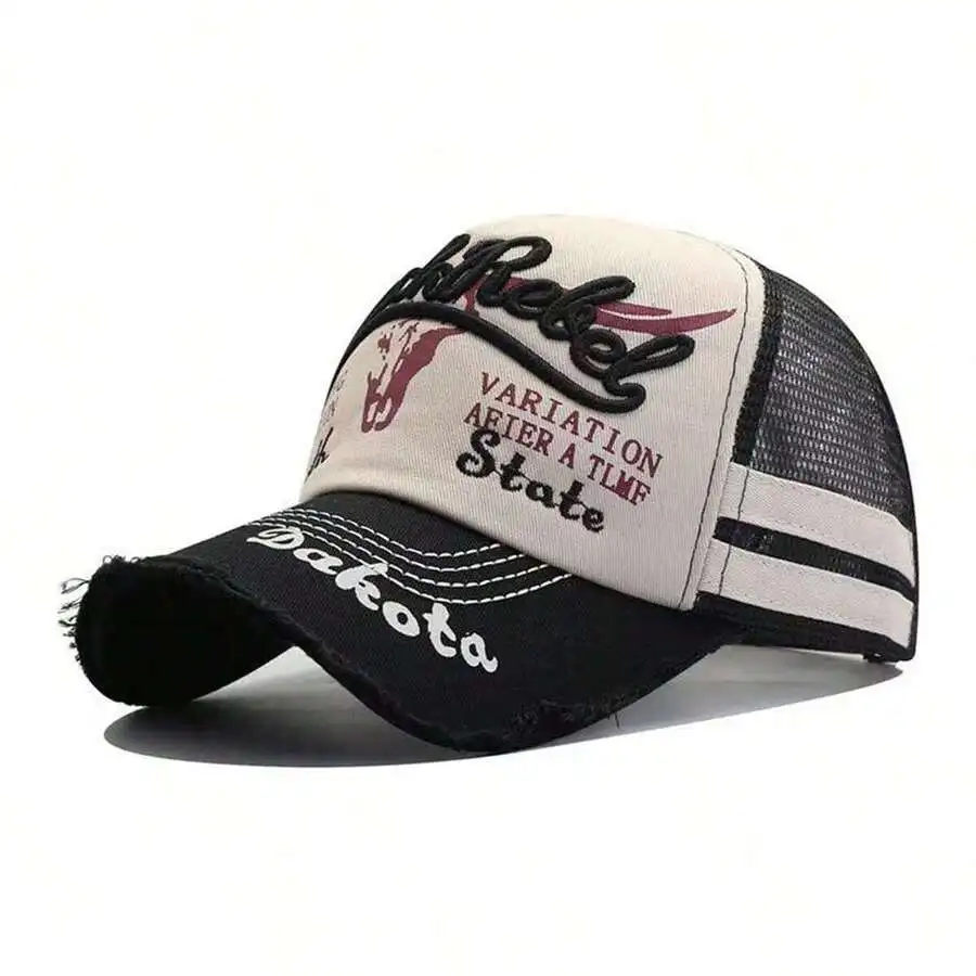 Mens Black Rebel Trucker Hat With Embroidered Letter Design Casual Mesh Baseball Cap For Outdoor Travel Beach Festival
Mens Black Rebel Trucker Hat With Embroidered Letter Design Casual Mesh Baseball Cap For Outdoor Travel Beach Festival
