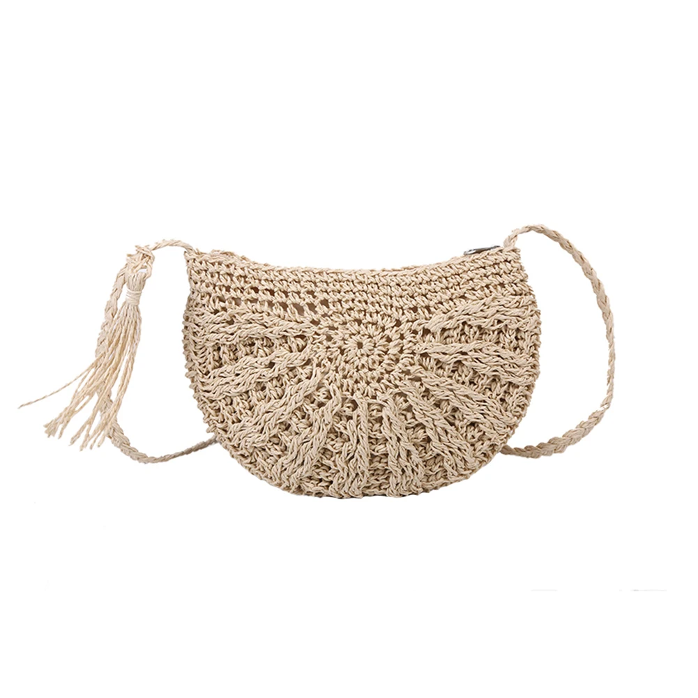 Fashion Semicircle Straw Single Shoulder Bag Small Vacation Beach Handbags Ladies Summer Handmade Straw Rop Woven Crossbody Bag
Fashion Semicircle Straw Single Shoulder Bag Small Vacation Beach Handbags Ladies Summer Handmade Straw Rop Woven Crossbody Bag