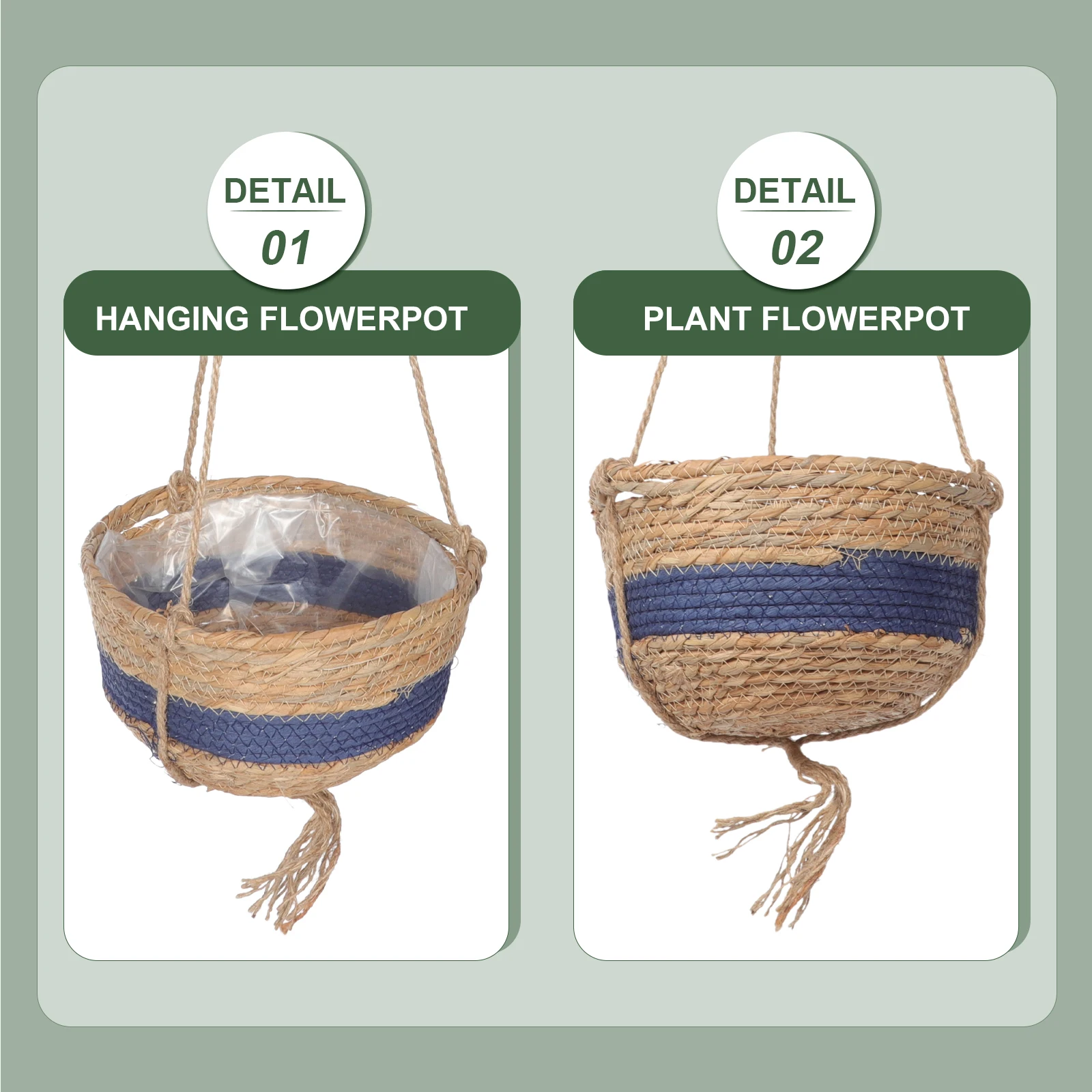 Natural Seagrass Hanging Flower Hanging Planter Pot Pot Blue Single Layer Planter Plants Garden Decor
Natural Seagrass Hanging Flower Hanging Planter Pot Pot Blue Single Layer Planter Plants Garden Decor