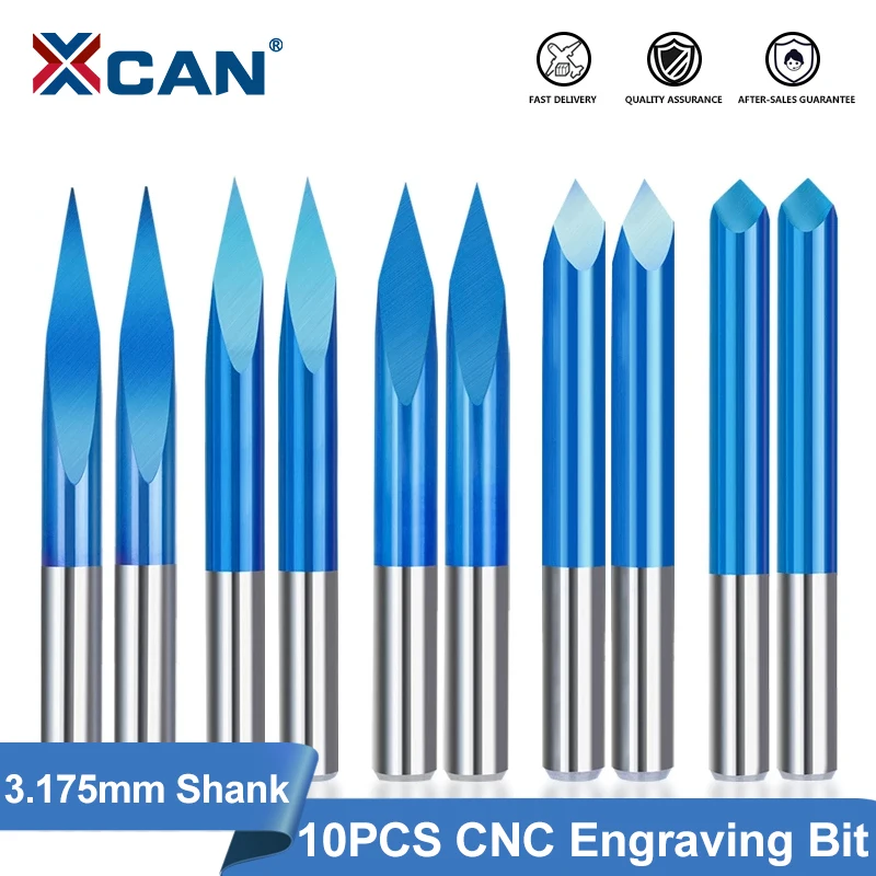 XCAN CNC Engraving Bit 10pcs 3 Edge Pyramid Engraving Bits 3.175mm Shank 20-90D Carbide End Mill CNC Router Bit Milling Cutter
XCAN CNC Engraving Bit 10pcs 3 Edge Pyramid Engraving Bits 3.175mm Shank 20-90D Carbide End Mill CNC Router Bit Milling Cutter