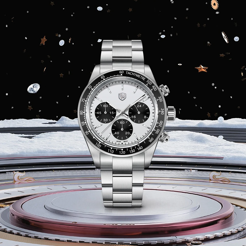 RollsTimi Panda Men's Watches Quartz Watch Man Chronograph Gift Multifunctional VK63 Watches Clock Ceramic Bezel Sapphire Mirror
RollsTimi Panda Men's Watches Quartz Watch Man Chronograph Gift Multifunctional VK63 Watches Clock Ceramic Bezel Sapphire Mirror