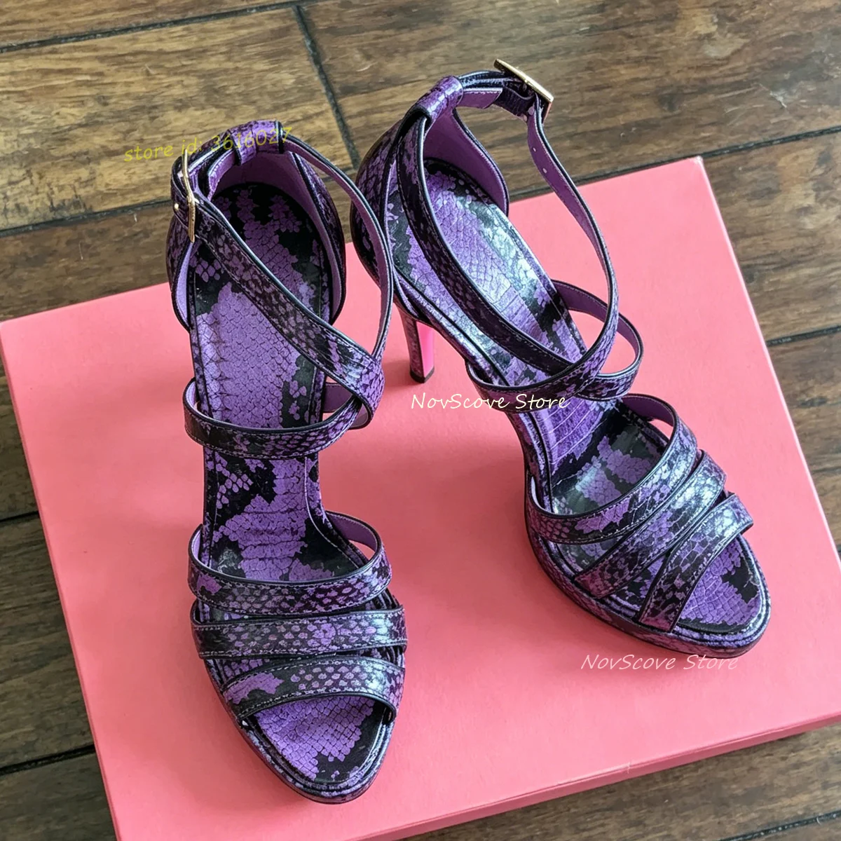 Purple Snake Pattern Sandals Open Toe Strappy Cross Straps Stiletto High Heels Sandals Cutouts Shallow Pumps Sexy Women Shoes
Purple Snake Pattern Sandals Open Toe Strappy Cross Straps Stiletto High Heels Sandals Cutouts Shallow Pumps Sexy Women Shoes