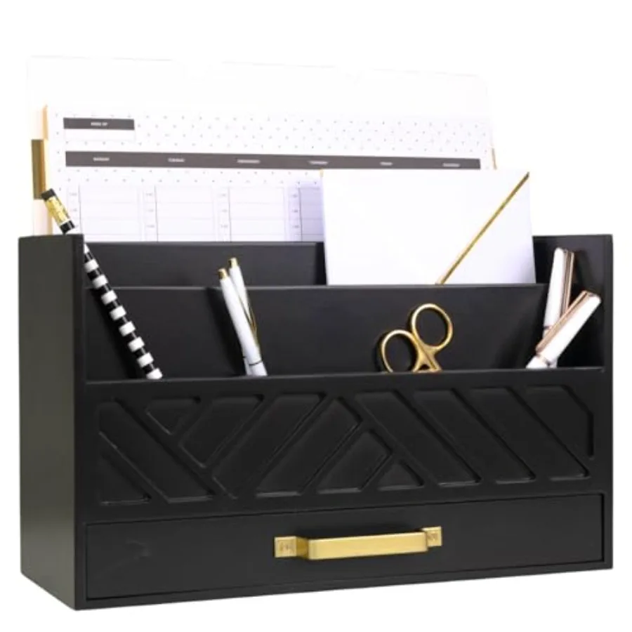 Wooden Mail Organizer with Drawer and Gold Handle Mail Sorter Organizer Countertop for Desk Outgoing Mail Holder and Letter Sor
Wooden Mail Organizer with Drawer and Gold Handle Mail Sorter Organizer Countertop for Desk Outgoing Mail Holder and Letter Sor