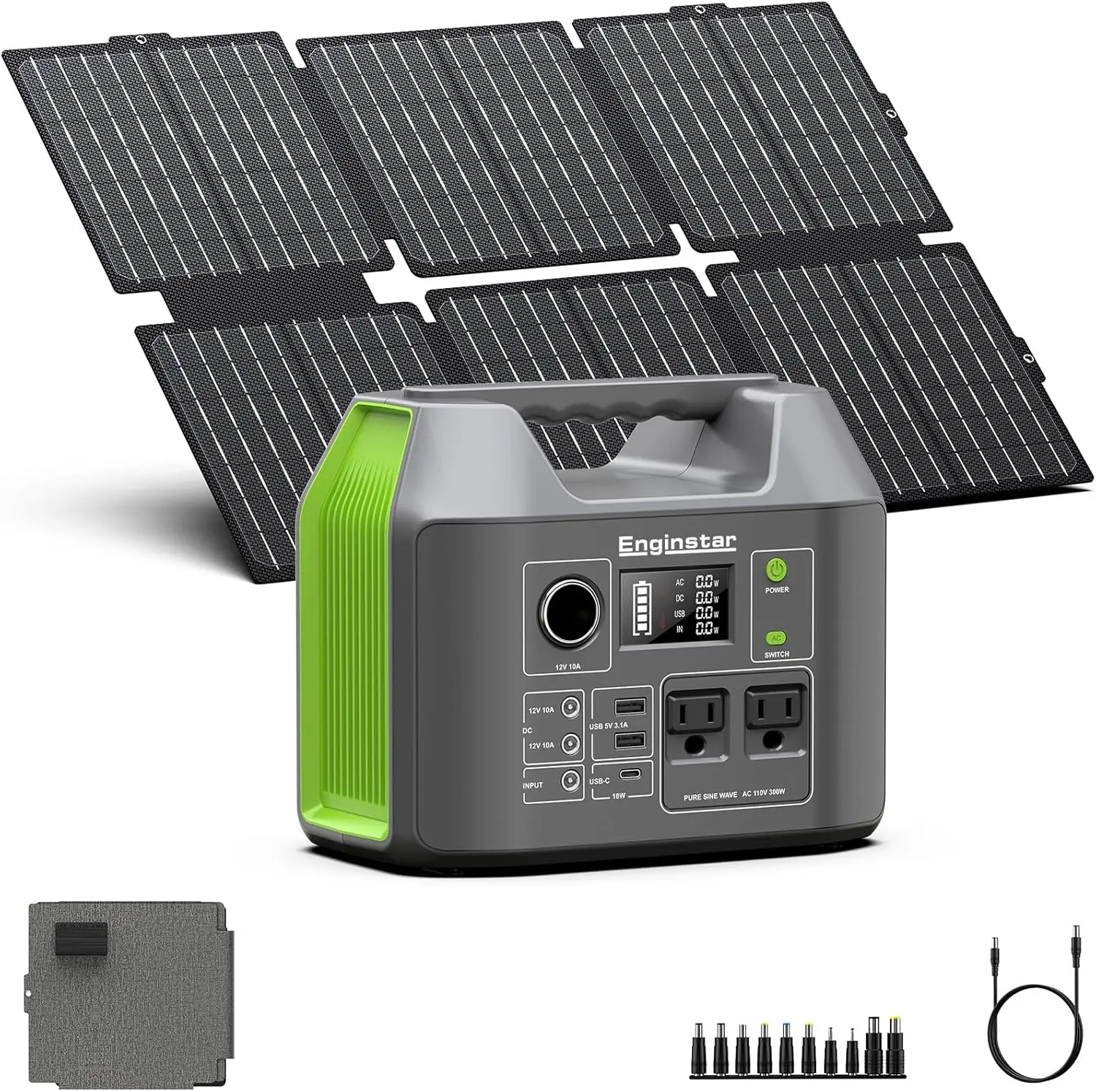 Portable Solar Generator, 300W Portable Power Station with Foldable 60W Solar Panel, 110V Pure Sine Wave 296Wh 80000mAh
Portable Solar Generator, 300W Portable Power Station with Foldable 60W Solar Panel, 110V Pure Sine Wave 296Wh 80000mAh