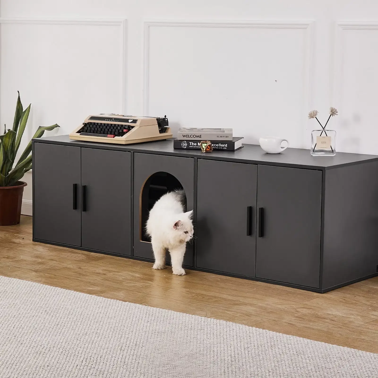 Cat Litter Box Enclosure Wooden Litter Box Furniture Hidden 57.9" Black
Cat Litter Box Enclosure Wooden Litter Box Furniture Hidden 57.9" Black