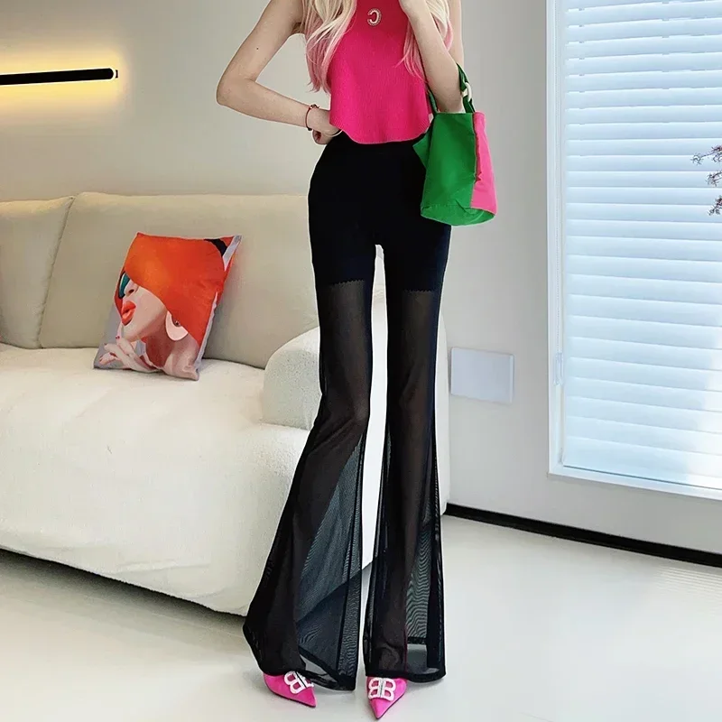 Ladies Sexy Mesh See Through Bell-bottoms Pants Women Clothing The Girls High Street Trousers Female Streetwear Clothes AA1015
Ladies Sexy Mesh See Through Bell-bottoms Pants Women Clothing The Girls High Street Trousers Female Streetwear Clothes AA1015