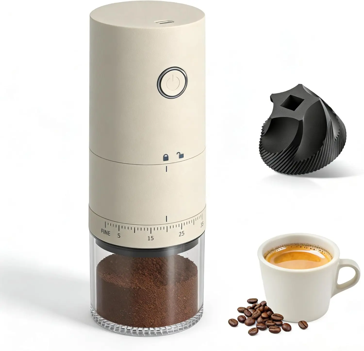 Portable Electric Burr Coffee Grinder - Grind While Charging - 38 External Adjustable Grind Settings - 1.8X Faster Grind
Portable Electric Burr Coffee Grinder - Grind While Charging - 38 External Adjustable Grind Settings - 1.8X Faster Grind