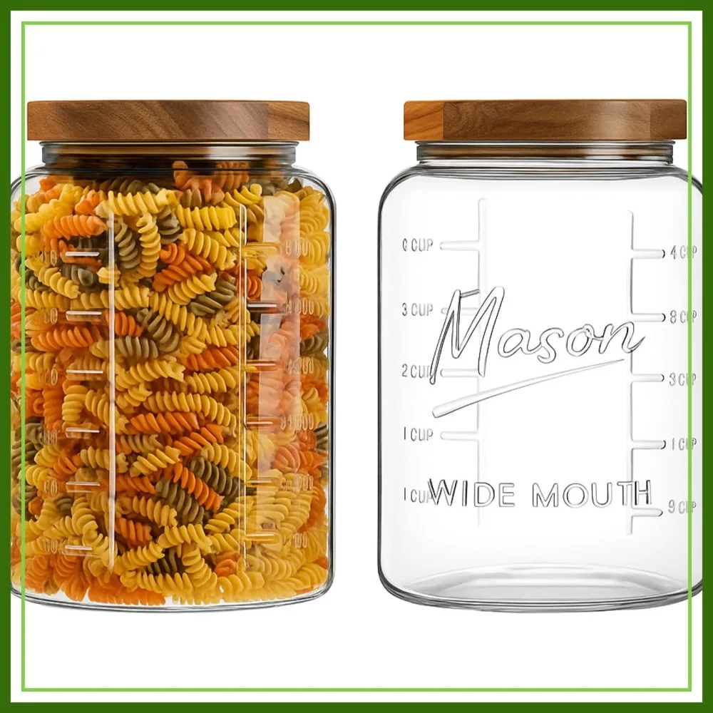 1 Gallon Glass Mason Jar with Airtight Wooden Lid, Wide Mouth Large Food Storage Container with Measurement Markings For Kitchen Pantry, Pickling, Cookies, Flour & Sugar - 2 Pack
1 Gallon Glass Mason Jar with Airtight Wooden Lid, Wide Mouth Large Food Storage Container with Measurement Markings For Kitchen Pantry, Pickling, Cookies, Flour & Sugar - 2 Pack
