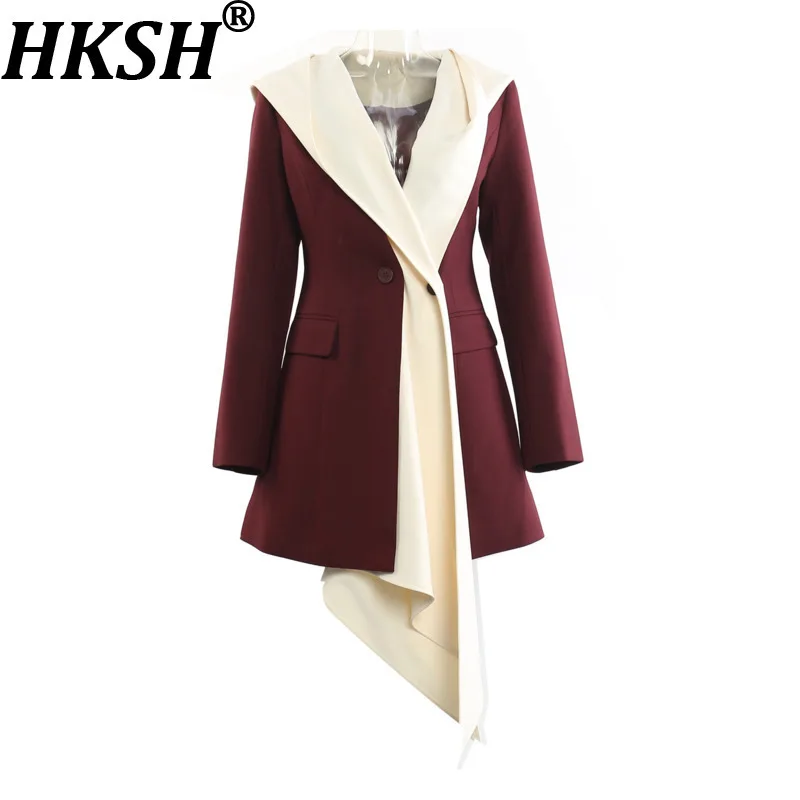 HKSH Autumn New Women Tide Blazer Hooded Asymmetric Spliced Contrast Color Fake Two-piece Slim Fit High Street Chic Coat HK10660
HKSH Autumn New Women Tide Blazer Hooded Asymmetric Spliced Contrast Color Fake Two-piece Slim Fit High Street Chic Coat HK10660