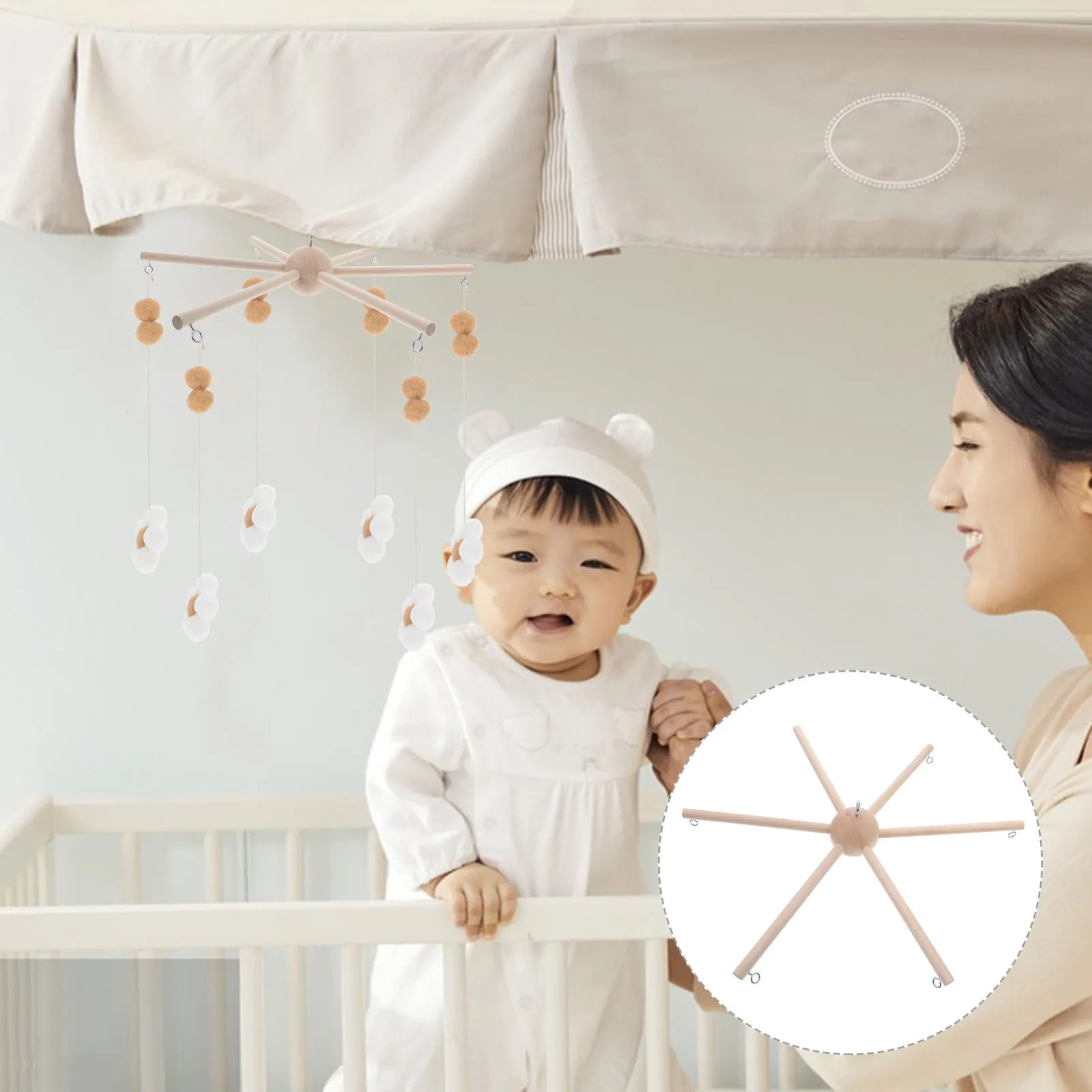 1 Set Wooden Wind Chime Stand 6-Arm Mobile Frame For Nursery Diy Crafts Infant Room Decor Ceiling Hanging - Wooden Star Hanger
1 Set Wooden Wind Chime Stand 6-Arm Mobile Frame For Nursery Diy Crafts Infant Room Decor Ceiling Hanging - Wooden Star Hanger