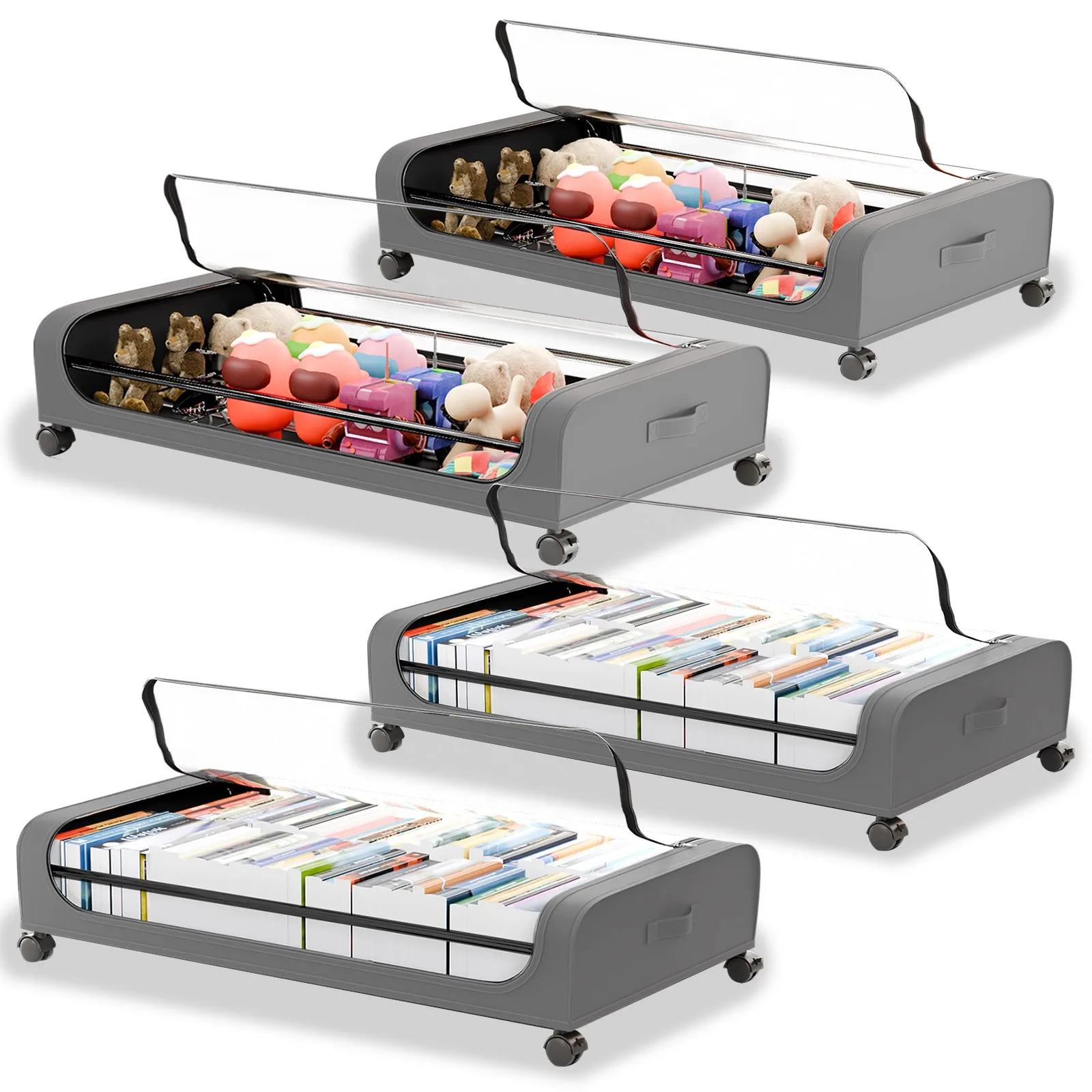 Under Bed Storage Bins with Lids Rolling Clothes Organizer for Quilts Blankets XXL Size 4 Pack Clear Top Closet Bin
Under Bed Storage Bins with Lids Rolling Clothes Organizer for Quilts Blankets XXL Size 4 Pack Clear Top Closet Bin