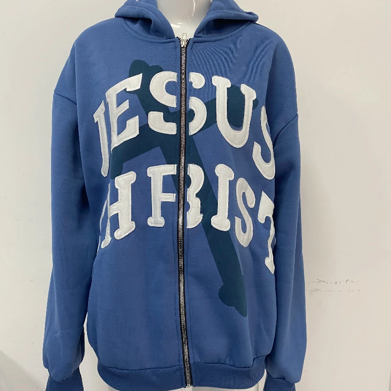 Vintage embroidered cardigan hoodie with letters versatile personality, fashionable and loose fitting clothing for men and women
Vintage embroidered cardigan hoodie with letters versatile personality, fashionable and loose fitting clothing for men and women