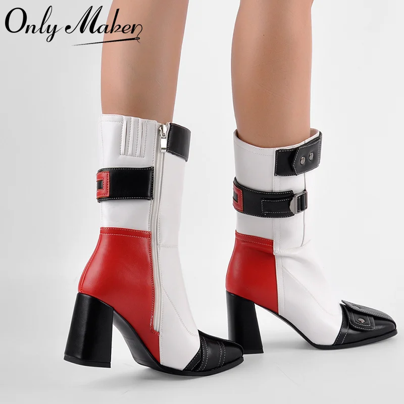Onlymaker Square Toe Patchwork Buckle Belt Ankle Boots Fashion Side Zipper Boots
Onlymaker Square Toe Patchwork Buckle Belt Ankle Boots Fashion Side Zipper Boots