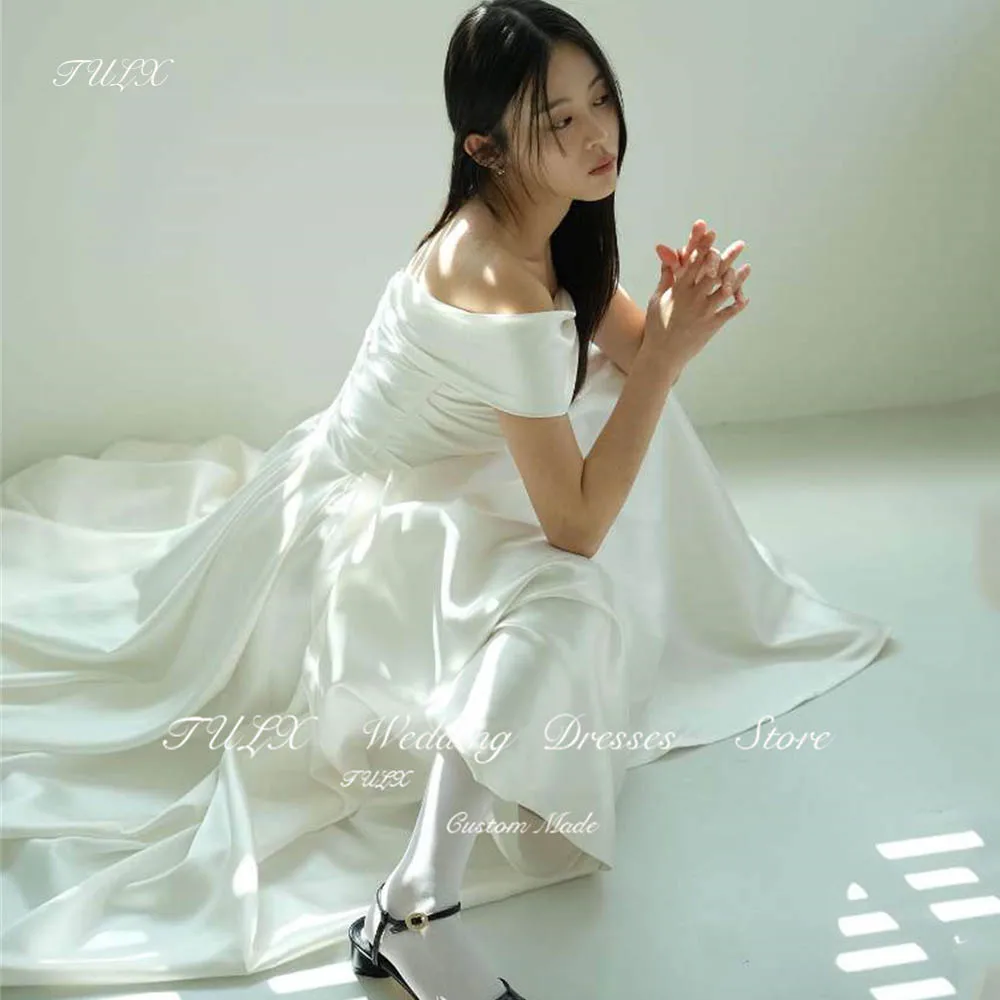 TULX Simple One-Shoulder Pleat Satin Wedding Dresses Korea Photo Shoot Long A-line Bridal Gowns Corset Back Custom Made 웨딩드레스
TULX Simple One-Shoulder Pleat Satin Wedding Dresses Korea Photo Shoot Long A-line Bridal Gowns Corset Back Custom Made 웨딩드레스