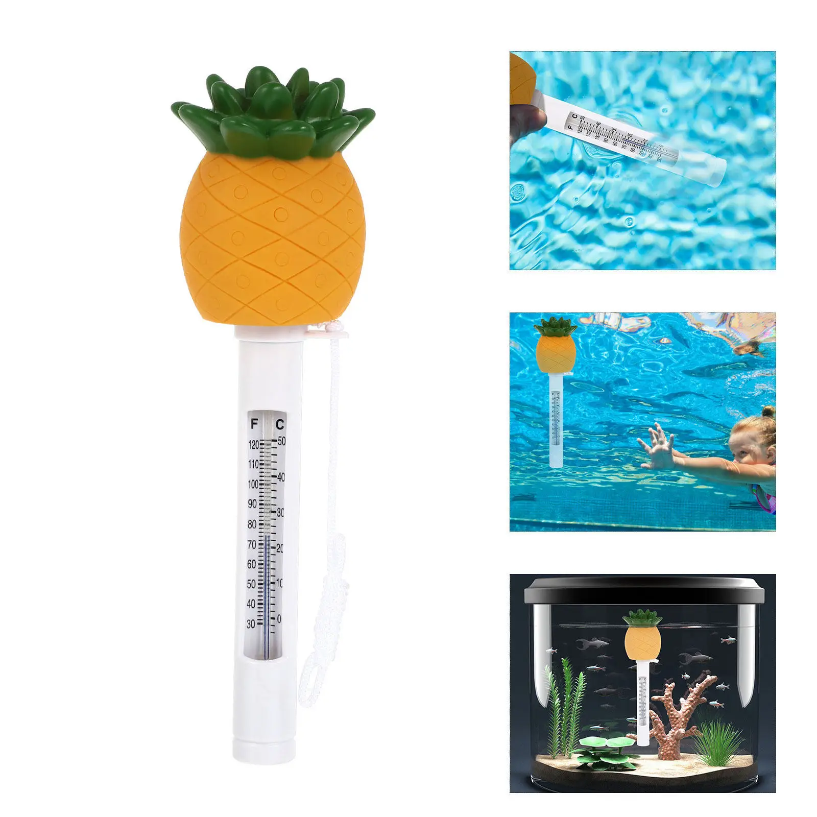 Pineapple Floating Scale Thermometer Plastic Waterproof Floating Pool Thermometer for Swimming Pool Bathtub Pond Fish Tank
Pineapple Floating Scale Thermometer Plastic Waterproof Floating Pool Thermometer for Swimming Pool Bathtub Pond Fish Tank