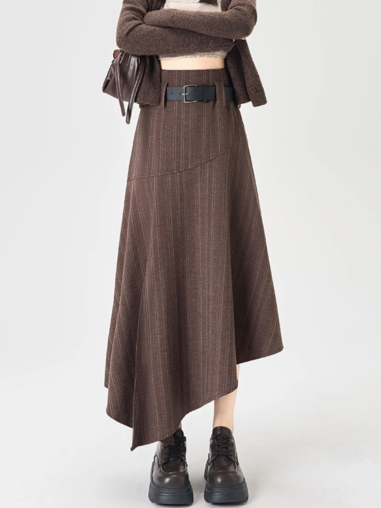 Ele Coffee Striped A-Line Skirt Women's Spring Autumn Winter New Asymmetrical Slimming Split Midi Skirt
Ele Coffee Striped A-Line Skirt Women's Spring Autumn Winter New Asymmetrical Slimming Split Midi Skirt