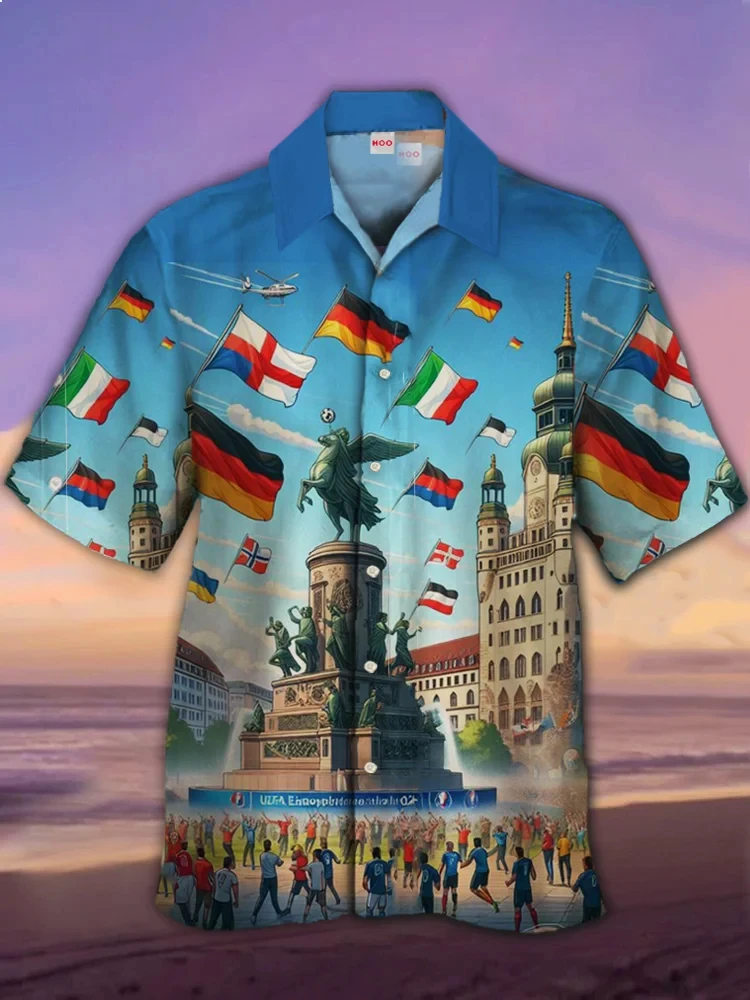 Football themed world event poster printed short sleeved shirt with colorful football pattern printed men's short sleeved shirt
Football themed world event poster printed short sleeved shirt with colorful football pattern printed men's short sleeved shirt