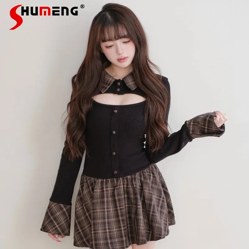 Plaid Patchwork Knitted Dress Black Gray Kawaii Y2k Dresses New Japanese Lolita SC Mass-Produced Clear Style Dresses For Ladies
Plaid Patchwork Knitted Dress Black Gray Kawaii Y2k Dresses New Japanese Lolita SC Mass-Produced Clear Style Dresses For Ladies