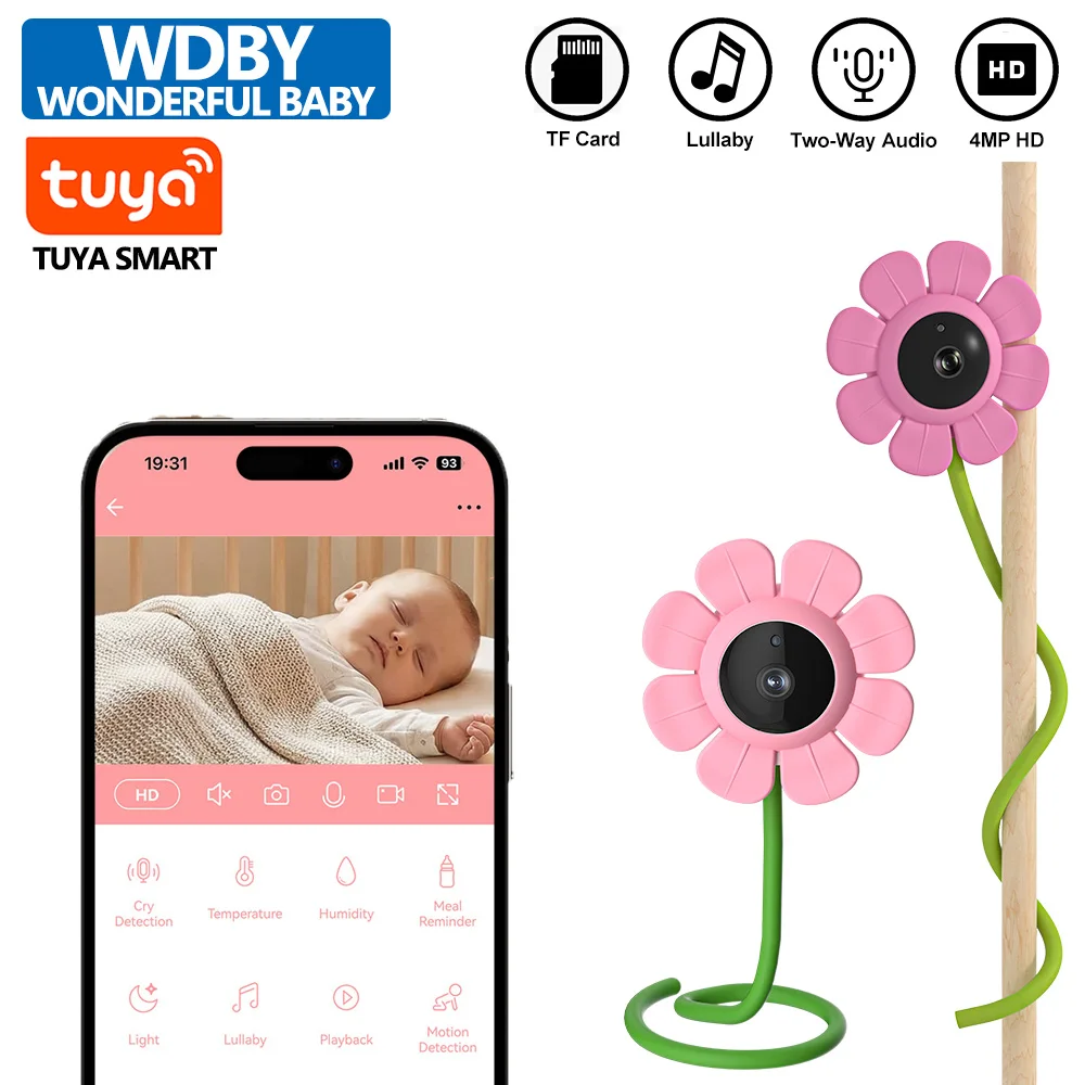 4MP HD Baby Monitor Home Protection Camera Bidirectional Audio IR Night Vision Flower Appearance with Bracket TUYA/Smart Life
4MP HD Baby Monitor Home Protection Camera Bidirectional Audio IR Night Vision Flower Appearance with Bracket TUYA/Smart Life