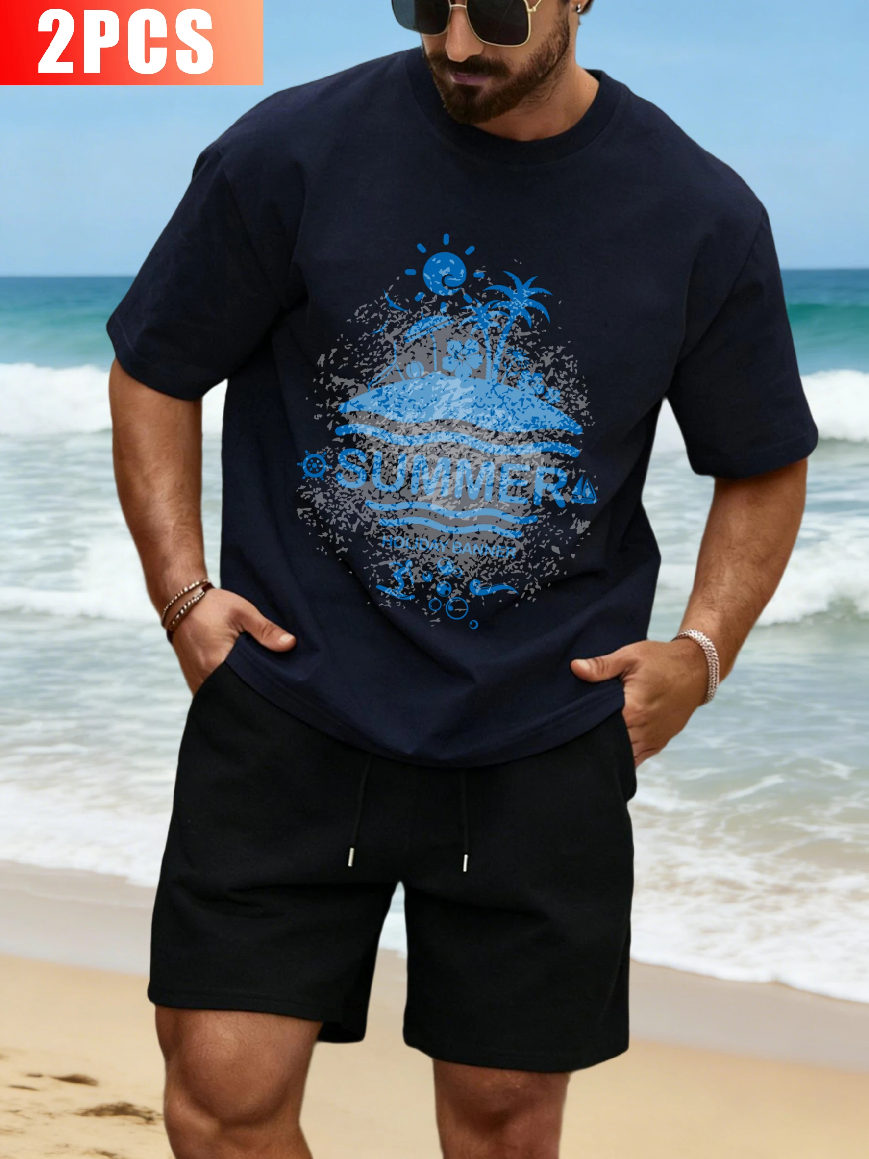 Summer Beach Vacation Print Retro Men Casualsuit Cotton Tee Trendy Summer Drawstring Shorts Unisex Hip Hop Sports Clothes
Summer Beach Vacation Print Retro Men Casualsuit Cotton Tee Trendy Summer Drawstring Shorts Unisex Hip Hop Sports Clothes