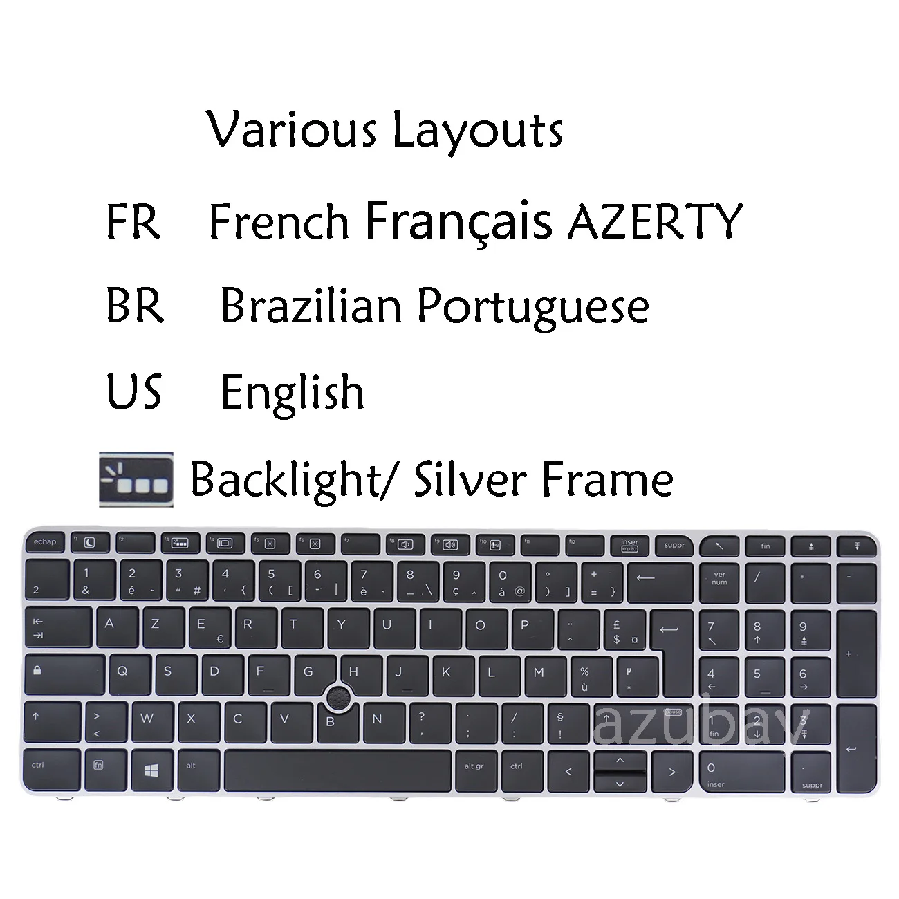 Подсветка клавиатуры для HP ELITEBOOK 755 G3, 755 G4, 850 G3, 850 G4, 819899, 836623 - 001, 201, 051, SN9145BL - французский AZERTY, американский, бразильский португальский - Серебряный обрамление
Подсветка клавиатуры для HP ELITEBOOK 755 G3, 755 G4, 850 G3, 850 G4, 819899, 836623 - 001, 201, 051, SN9145BL - французский AZERTY, американский, бразильский португальский - Серебряный обрамление