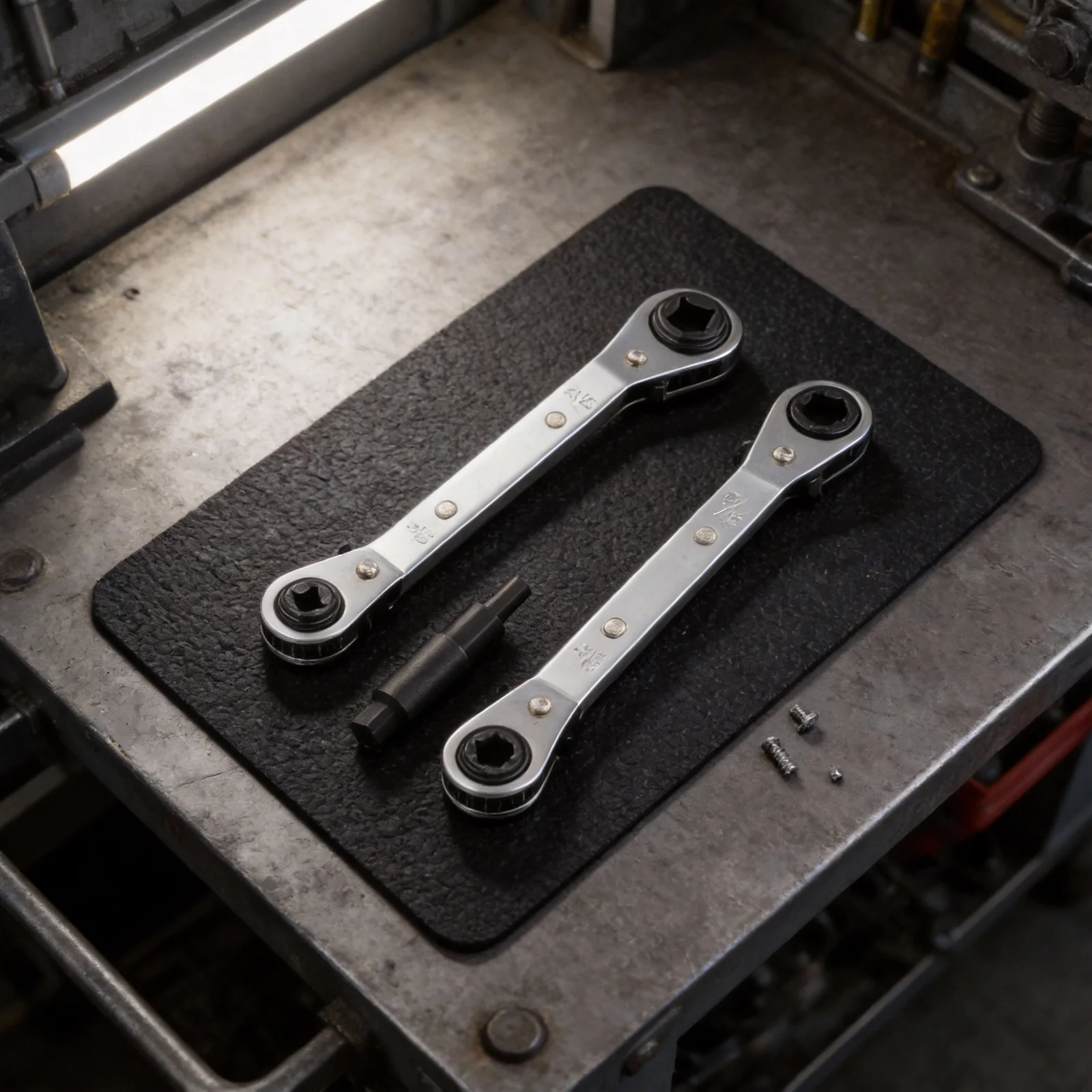 Набор гаечных ключей с трещоткой для клапанов кондиционеров, разных размеров, с адаптерами для шестигранных бит, для обслуживания и ремонта.
Набор гаечных ключей с трещоткой для клапанов кондиционеров, разных размеров, с адаптерами для шестигранных бит, для обслуживания и ремонта.