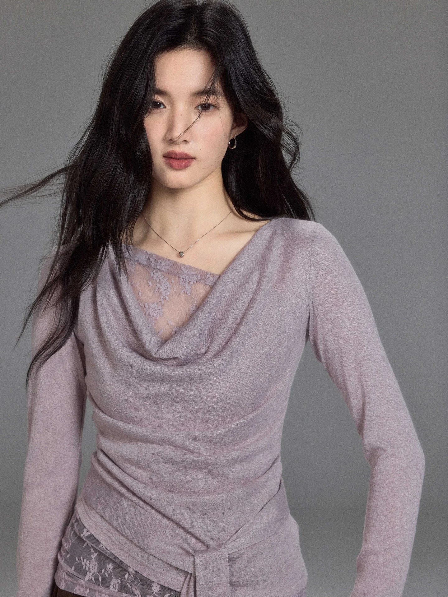 Design Er Yang【 Xuan】Faux Two-Piece Lace Splice Knitted Top Women's Autumn Waist-Cinching Purple irt Long Sve Knitted ...
Design Er Yang【 Xuan】Faux Two-Piece Lace Splice Knitted Top Women's Autumn Waist-Cinching Purple irt Long Sve Knitted ...