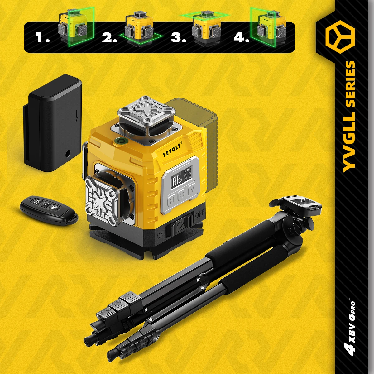 YEVOLT YVGLL4XS16G 4-Plane 16-Line Laser Level Smart Line Grouping Trenching & Piping Layout Precision-Grade 30m Woring Range
YEVOLT YVGLL4XS16G 4-Plane 16-Line Laser Level Smart Line Grouping Trenching & Piping Layout Precision-Grade 30m Woring Range